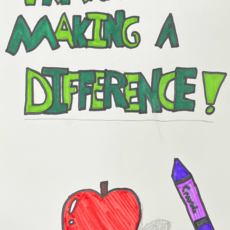 Apple and crayon with words thanks for making a difference