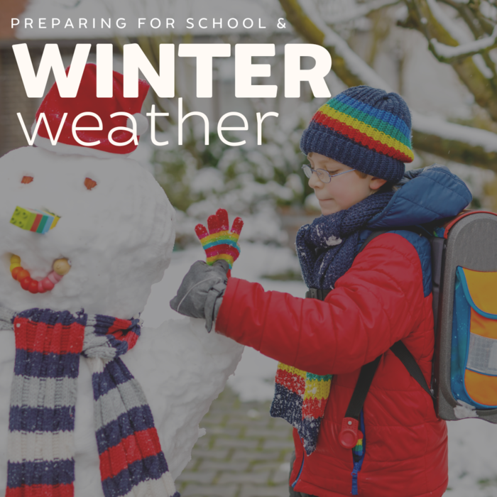 winter weather - kid building snowman